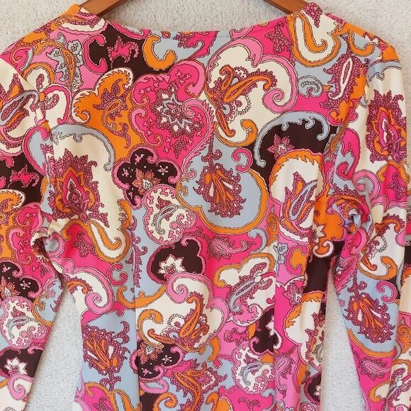 JUDE CONNALLY L/S Womens Small Jude Cloth Multi Colored Paisley Faux Wrap Dress - Picture 5 of 8